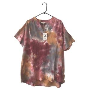 Easel tie-dye oversized boho tunic blouse NWT size small